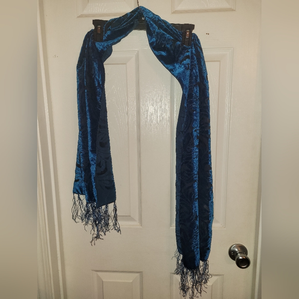 Source Unknown Blue Velvet Scarf